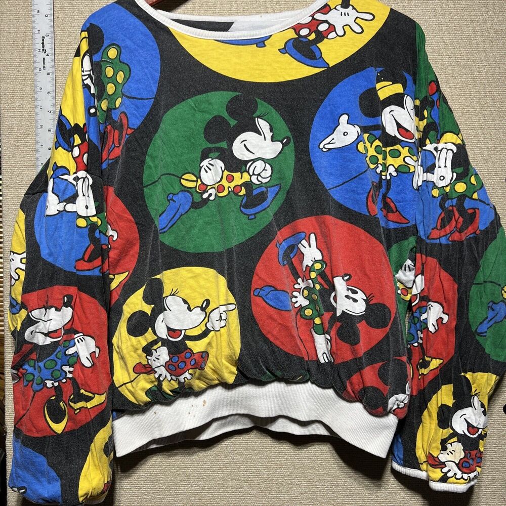 Vintage Mickey Minnie Mouse Disney Sweatshirt Shirt Reversible Medium Oversized